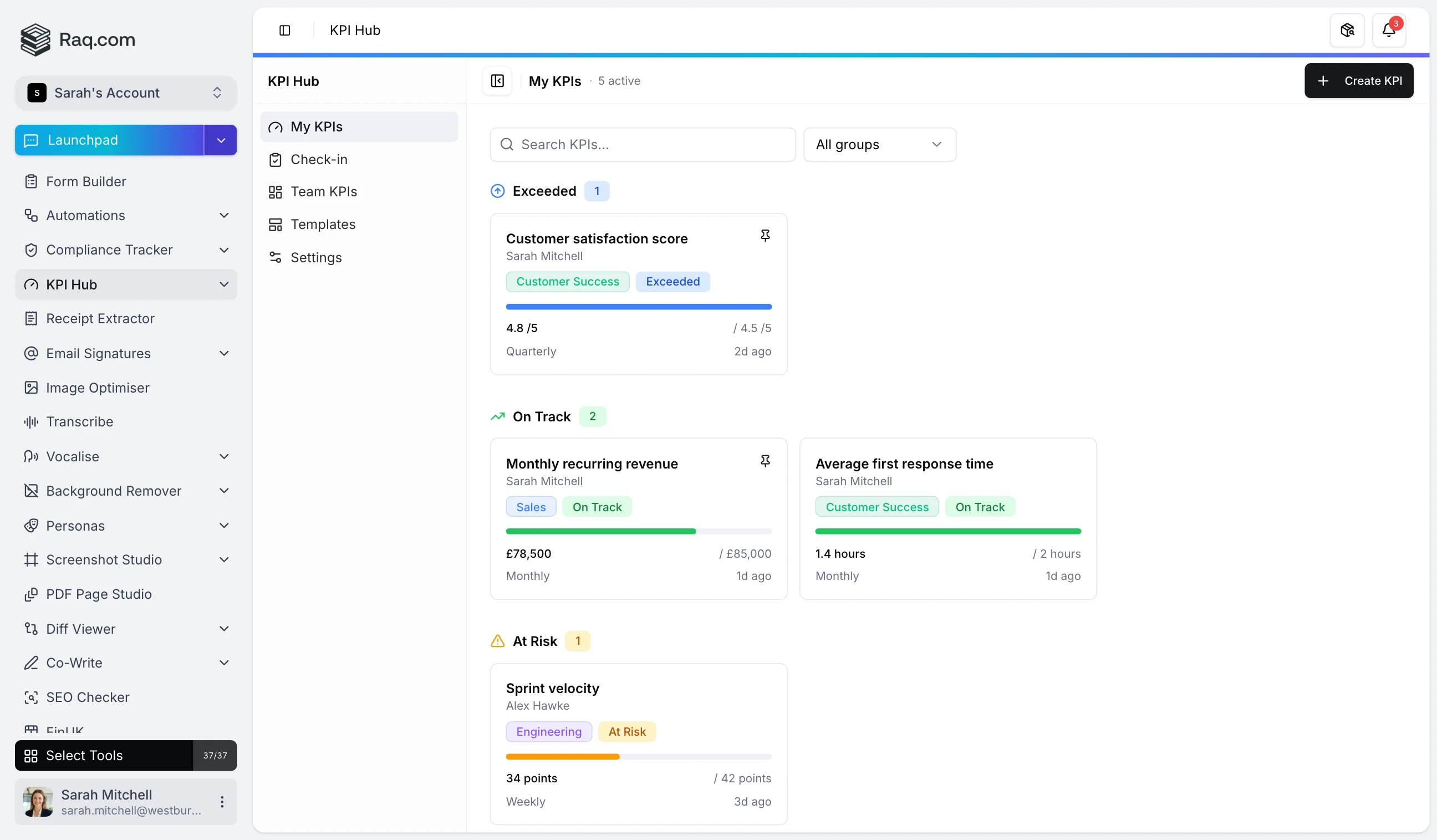 KPI Hub: Track Goals, Log Progress, Prepare for Reviews